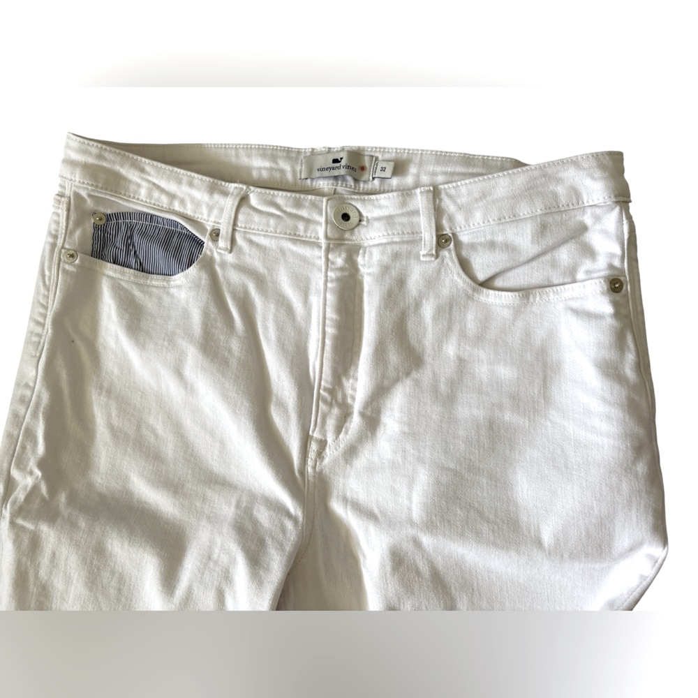 Vineyard Vines High Rise Skinny White Denim Cropped Jeans, Size 32, Resortwear - Picture 2 of 6